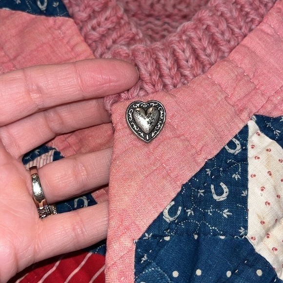 Handmade vintage sweater quilted front folksy boho hippie artsy patchwork M/L - Picture 7 of 14